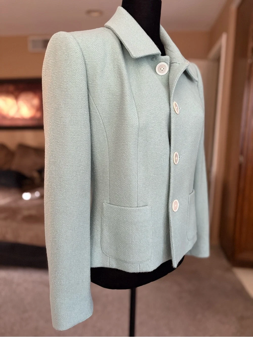 Ralph Lauren Purple Label Women's Mint Tailored Button-Front Blazer Size 8 - Picture 10 of 16